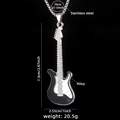Collar con colgante de guitarra en blanco y negro con cadena de acero inoxidable - Negro (Guitarra 58 + Cadena de Acero)