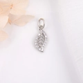 Mini pendentif feuille en cuivre avec zircone cubique pour bijoux artisanaux - Argenté