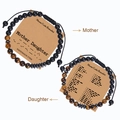 Dettaglio del set bracciali codice Morse con occhio di tigre, onice e scheda tecnica - Madre Figlia-Bracciale Codice Morse (Occhio di Tigre Giallo)