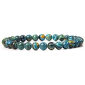 Bracelet de perles de pierre naturelle 6mm avec motifs en spirale bleus et jaunes - Spirale Bleu Jaune Noir