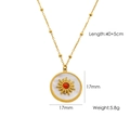 Details zum 17mm Sonnenanhänger mit rotem Stein an einer 40+5cm goldenen Edelstahlkette - Roter Achat Halskette