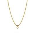 Gold snake chain necklace with sparkling diamond circle pendant in minimalist style - Letter O