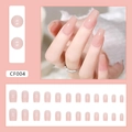 Glanzende nude roze press-on nagels in medium balletvorm, set van 24 stuks voor dames - Lichtroze Vierkant (CF004)