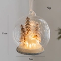 Luminous Christmas glass ball with reindeer and cedar landscape, 70g, 11x7cm - Reindeer Forest Micro Landscape Style (E款)
