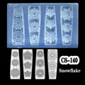 Blue silicone nail art mold featuring intricate snowflake patterns for 3D DIY manicure - CS-140 Snowflake