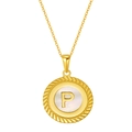 Collier en acier titane avec pendentif lettre P doré sur fond de nacre blanche - Lettre P (S-P005-P)