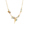 Bohemian gold beaded necklace with natural stones and heart pendant engraved with DREAM - DREAM Heart Necklace