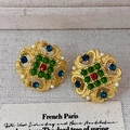 2502164 Carved Green Diamond Earrings (s925 Silver Needle)