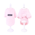 Pink fleece dog hoodie featuring a cartoon reindeer design and Supmern chest label - XS / Pink Supmern Sweatshirt
