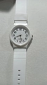 White quartz watch for students with white silicone strap and clear black numerals - Non-waterproof White Case White Face