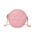 Pink quilted heart mini crossbody bag with gold chain strap for young girls - Pink