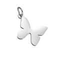Polished silver butterfly pendant accessory in stainless steel with metal ring - Silver-Butterfly