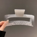13cm large rectangular hair claw clip in gradient transparent acrylic for thick hair - 12.5CM Square / Gradient White