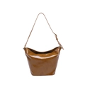Braune Vintage Handtasche in Glanzoptik mit verstellbarem Schultergurt für Damen - Hellbraun