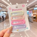 Set of four pastel macaron rectangle hair clips in mint, peach, pink, and purple colors - 7# Pink Purple Oval Set of 4
