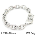 Bracelet gourmette en acier inoxydable argenté de 10mm avec fermoir mousqueton - Style à Maillons Ovales Robustes (KB162558-Z)