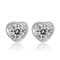 Elegant S925 sterling silver heart earrings with sparkling lab-grown diamonds - Moissanite Intertwined Heart Style (S43A) / Moissanite + S925 Silver