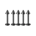 Set mit 5 schwarzen Piercings aus Edelstahl in Kegelform für Lippe und Knorpel - Schwarzer Spike-Stil