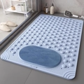 Non-slip light blue bathroom mat with massage points and central scrub brush area - 80*120cm (Oversized) / Light Blue - With Massage Brush
