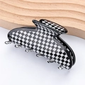 9cm Haarklammer mit Schwarz-Weiß-Schachbrettmuster aus glänzendem Acetat-Material - Schwarz-Weißes Kleines Karo (A7-4-24)