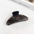 Gothic Halloween hair claw clip featuring matte black finish and orange pumpkin patterns - Halloween #2 - Crescent