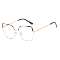 Montatura occhiali cat-eye in metallo dorato con dettagli geometrici neri - Caffè Nero