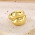Polished golden wide infinity loop stainless steel ring on minimalist stone background - US 6 / 19mm Gold Double Band Intertwined Style