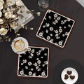 French vintage style square absorbent leather coasters with beige floral pattern - 16*16cm [Upgraded Thickened Diatom Mud] / Style H [Square Round Corner]