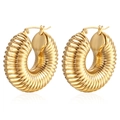 Orecchini a cerchio cavi in oro 18 carati con motivo a spirale vintage per donna - Texture a Spirale Oro (MS-005)