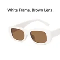 Lunettes de soleil carrées blanches pour enfants avec verres bruns et monture rétro - Monture Blanc Solide Verres Thé