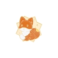 Cute orange and white enamel fox brooch with golden metal edges and star details - Star Orange Fox (XZ4207)