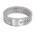 Pulsera punk para hombre de acero inoxidable 304 con cadena trenzada y cierre cuadrado - 19cm / Color Acero (KB56407-D)