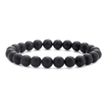 Matte black obsidian beaded bracelet for men featuring natural volcanic stone texture - Single Black Matte Stone Bracelet