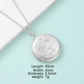 Médaillon rond en acier inoxydable 316L gravé avec chaîne de 45cm en fini argenté - Collier Rond Tournesol Rétro Argent (15#)