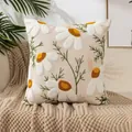 Beige floral throw pillow cover with 3D daisy embroidery and plush tufted textures - Cosmos