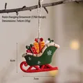 Pendaglio slitta di Babbo Natale in resina con pacchi regalo e decorazioni di neve - 1760 Slitta