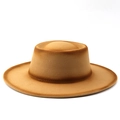 Chic felt fedora hat for women featuring a stylish caramel gradient finish for autumn wear - M (56-58cm) / Camel