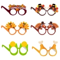 Set de 6 divertidas gafas de papel para Acción de Gracias con pavos, maíz y motivos otoñales - Gafas de Acción de Gracias Juego de 6 [Estilo A]
