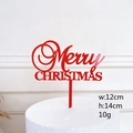 Red acrylic Merry Christmas cake topper on a white cake with dimensions 12x14cm - Classic Merry Christmas / Red