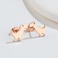 Orecchini a perno a forma di T-Rex pixel art minimalista in acciaio inox oro rosa - 509 Dinosauro Pixel / Oro rosa