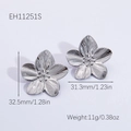 Silver flower-shaped stainless steel stud earrings EH11251S with 32mm dimensions - Silver Flower Style (EH11251S)