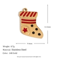 14K gold plated stainless steel Christmas stocking pendant with red enamel details - Christmas Enamel Colorful Stocking - Gold-2