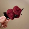 Gestrickte weinrote Haarklammer mit Schleife für elegante Frisuren und Pferdeschwänze - Burgunderrot