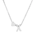 Silver-finished heart necklace featuring alphabet letter X pendant for daily wear - Letter X (10066)