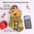 Calza di Natale con renna e sciarpa verde con dimensioni di 20 cm per 13 cm - Renna da appendere alla porta