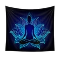 Macro shot of meditation tapestry fabric showing the lotus mandala and silhouette details - Qy419-12