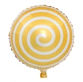 18-inch lollipop foil balloon with yellow and white spiral stripes for party decor - Yellow Lollipop