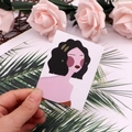 Handheld jewelry display card for earrings featuring a minimalist fashion illustration - 6x8cm / Goddess Series No.5
