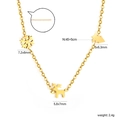 Gold Christmas necklace with snowflake, elk, and tree pendants featuring detailed dimensions - Gold Christmas Elements Style (NE2E4601G)