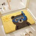 Absorbent plush bath mat with cartoon diving bear pattern and non-slip backing - 40*60cm / Sunny Diving Bear